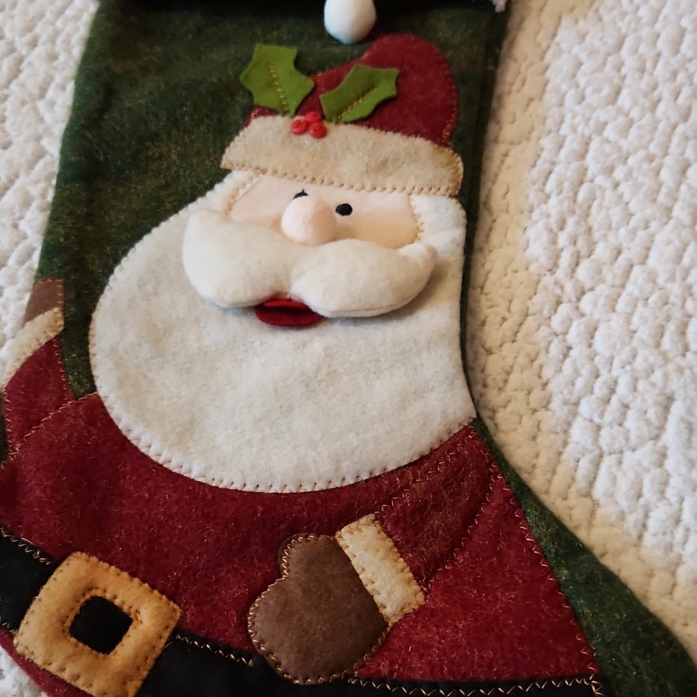 Christmas At Home Felt Metalic Sparkle Santa And Snowman Stockings Set Holiday - Picture 5 of 10